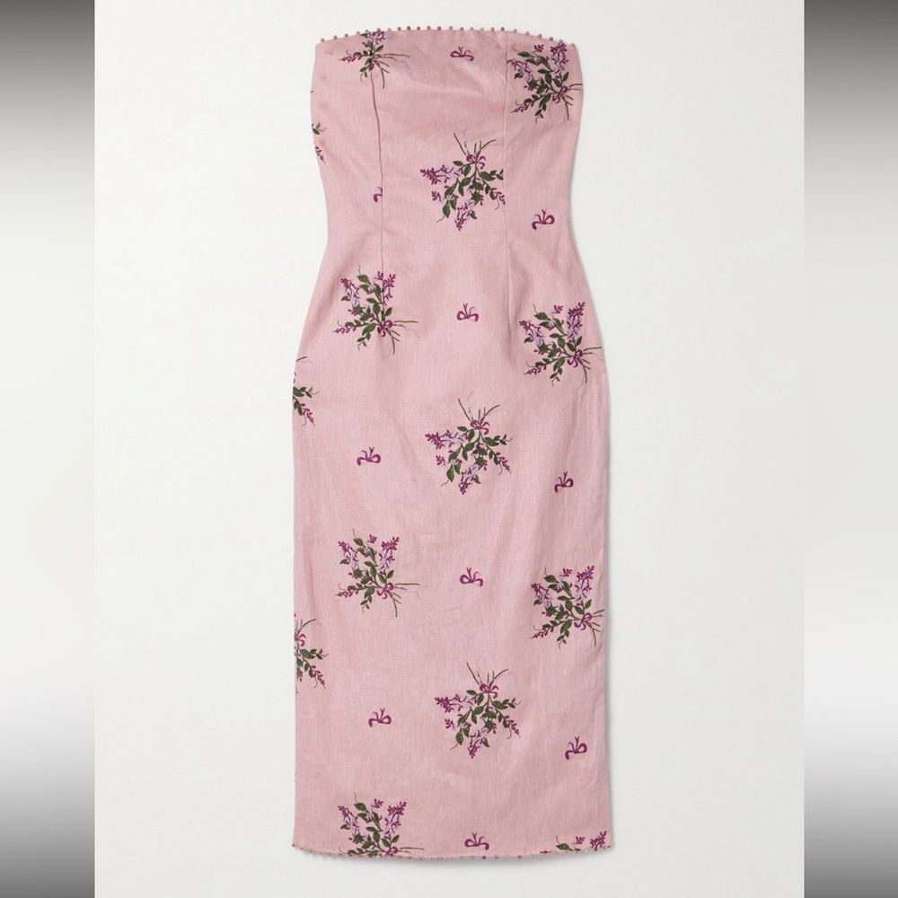 Agua by Agua Bendita Armenia Wisteria Strapless Pink Floral Dress w Beading NWT